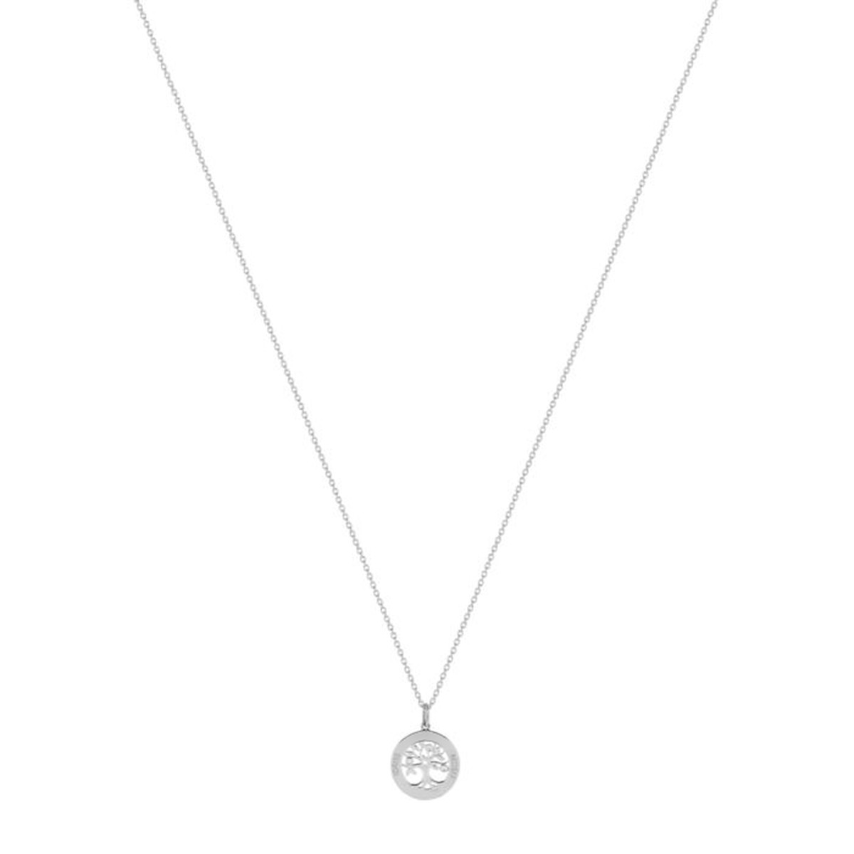 Collier argent 925 maille forçat et arbre de vie zirconias 44,5 cm