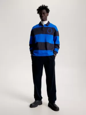 Camisa de rugby com estampa listrada e modelagem relaxada - Presente ideal