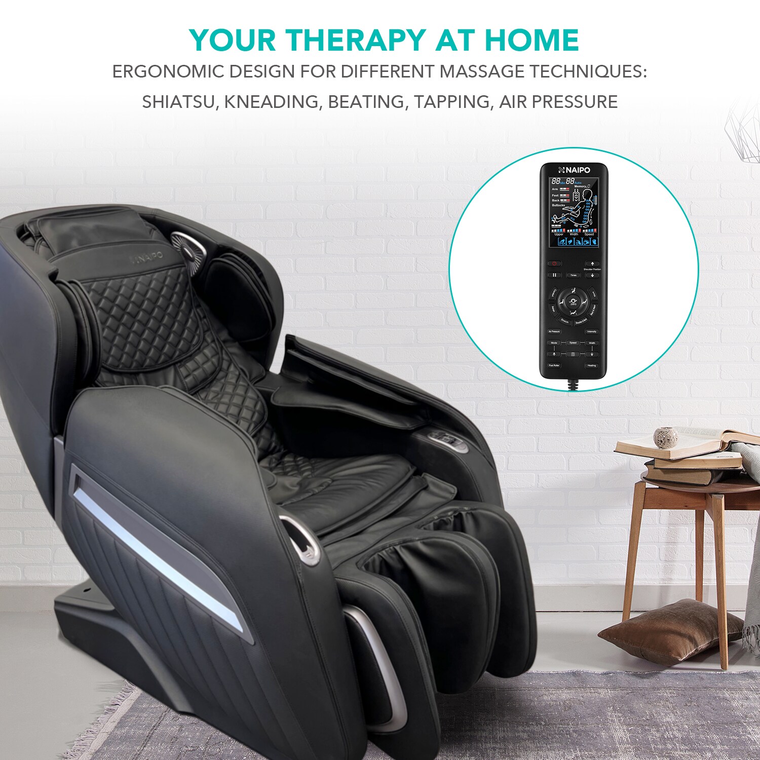 NAIPO Shiatsu Zero Gravity Büro Massagesessel MGC-A350B-C