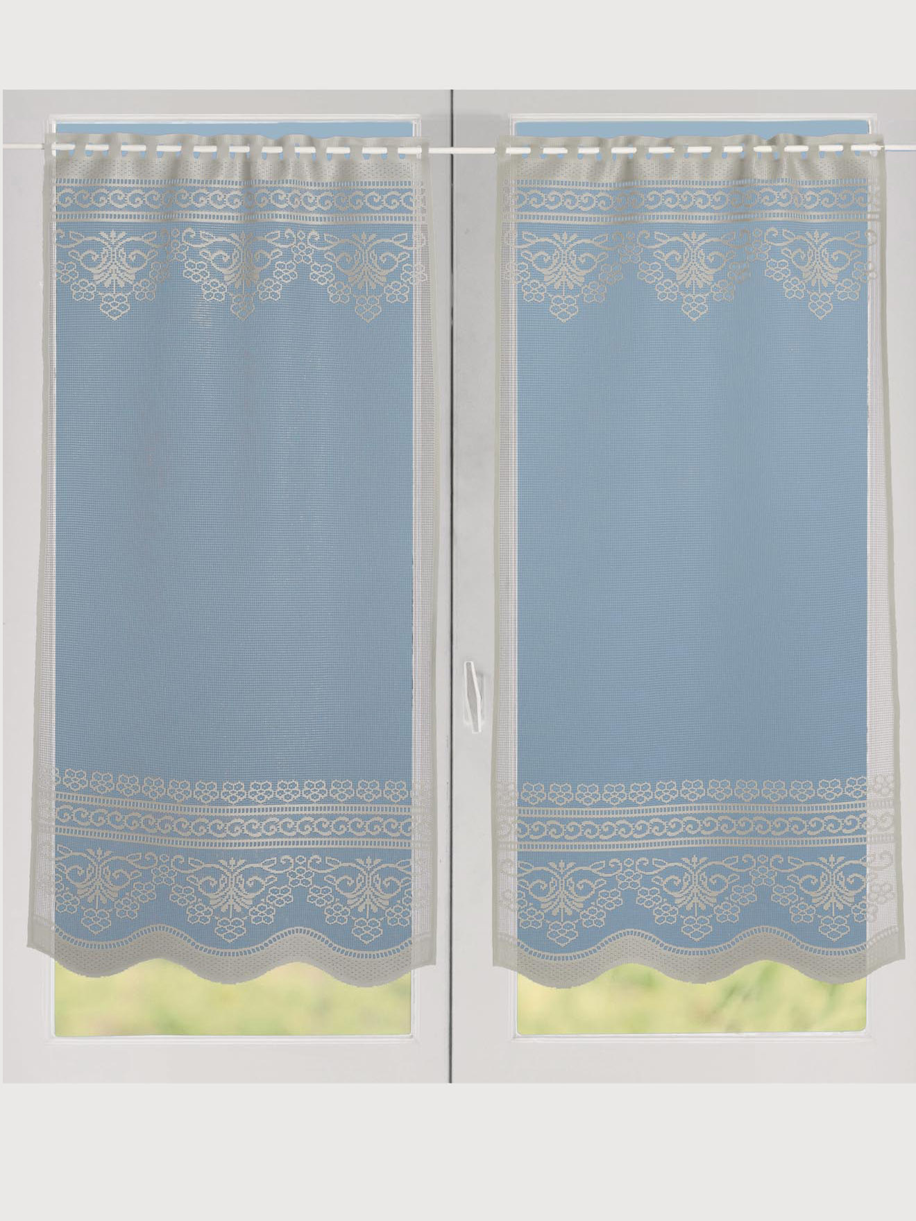 Paire de vitrages dentelle et jacquard