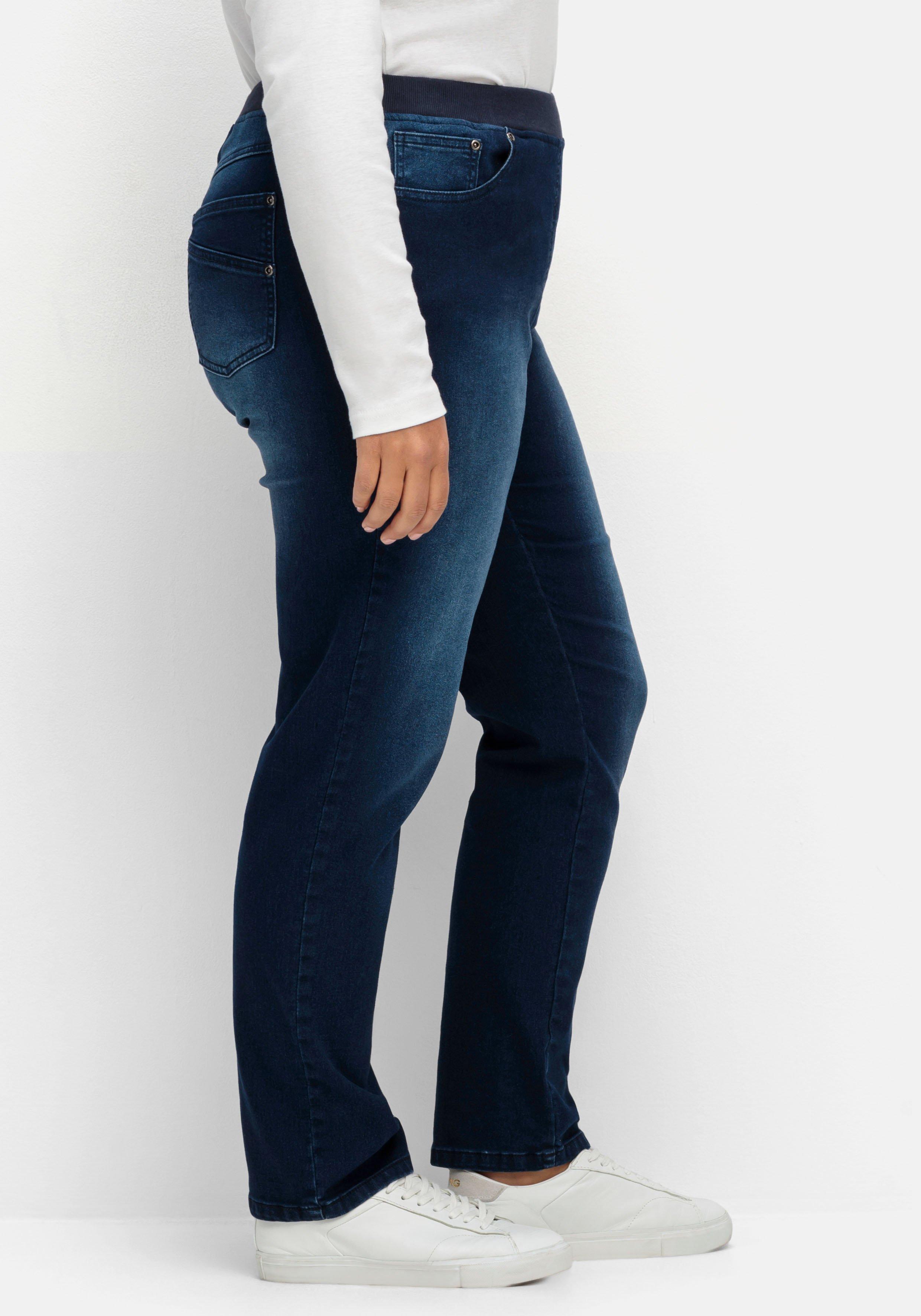 Schmale Jeans mit Rippstrick-Dehnbund