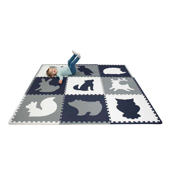 Foam puzzelmat XL- Lio Forest Donkerblauw/Wit