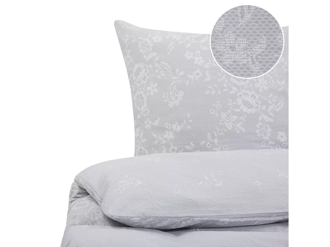 Ensemble de housses de couette MORNINGSIDE Satin de coton 135 x 200 cm Gris