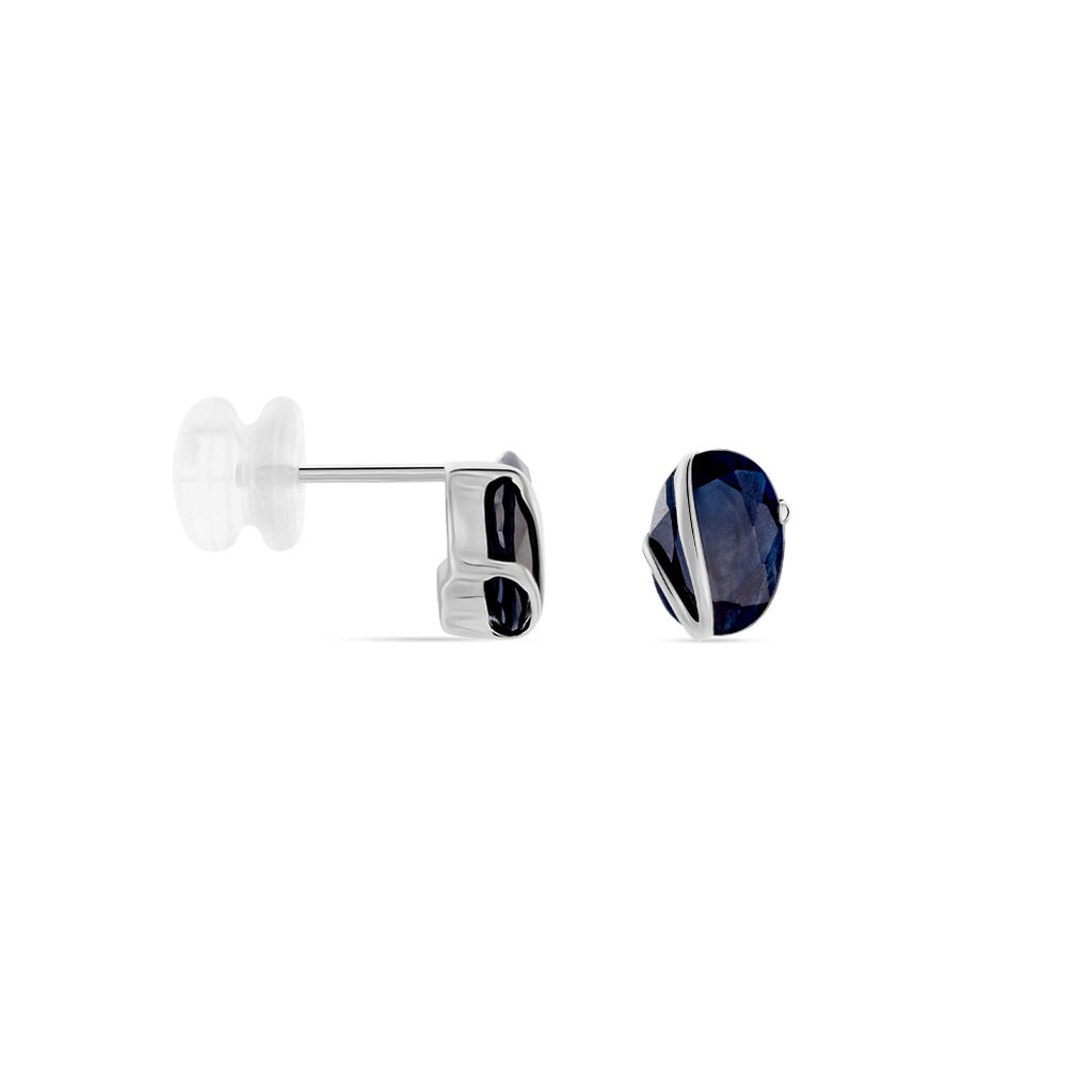 Boucles D'oreilles Puces Prudencia Or Blanc Saphir