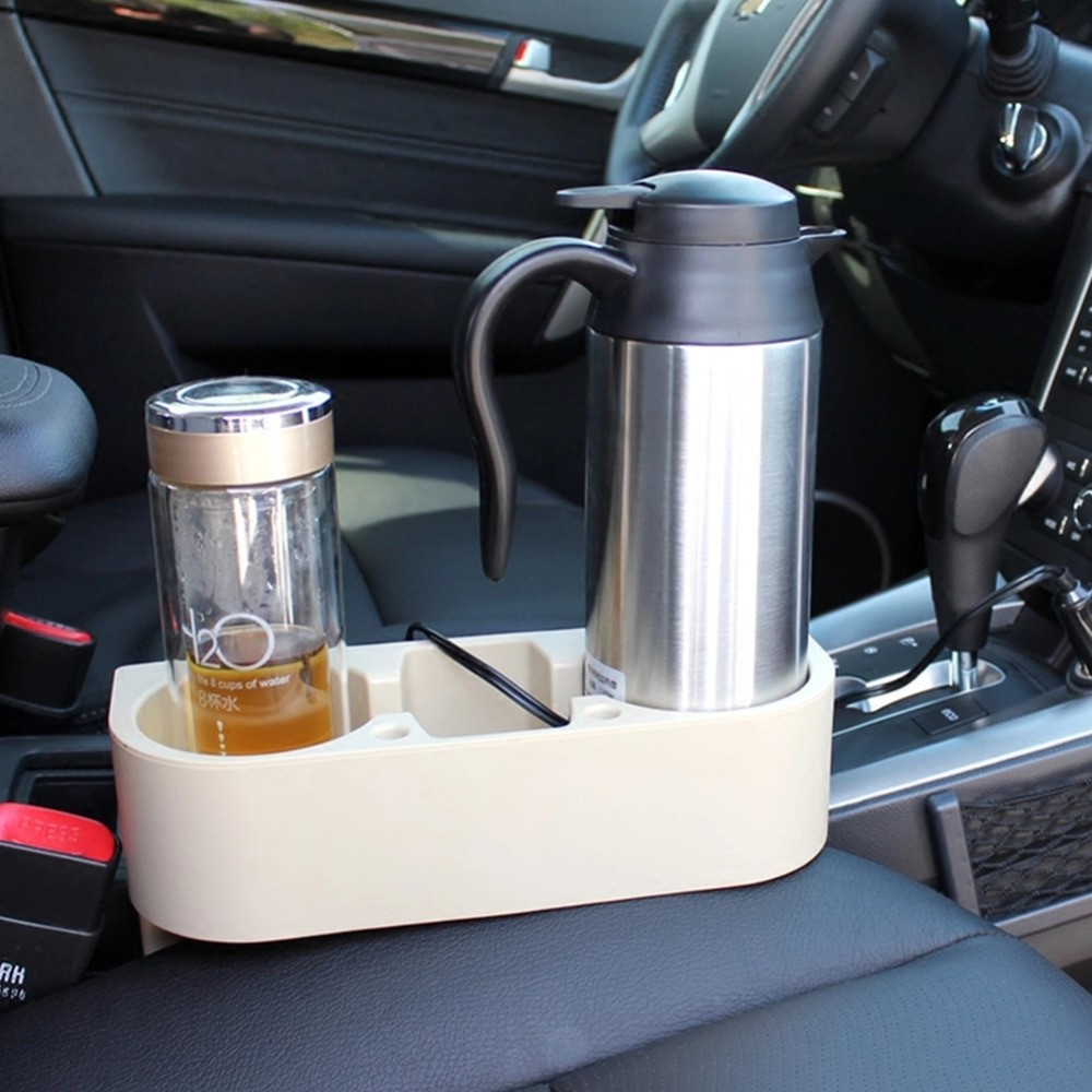 (750ml) 120W Elektrischer Edelstahl Auto Wasserkocher KFZ Reise Heizbecher - Silber