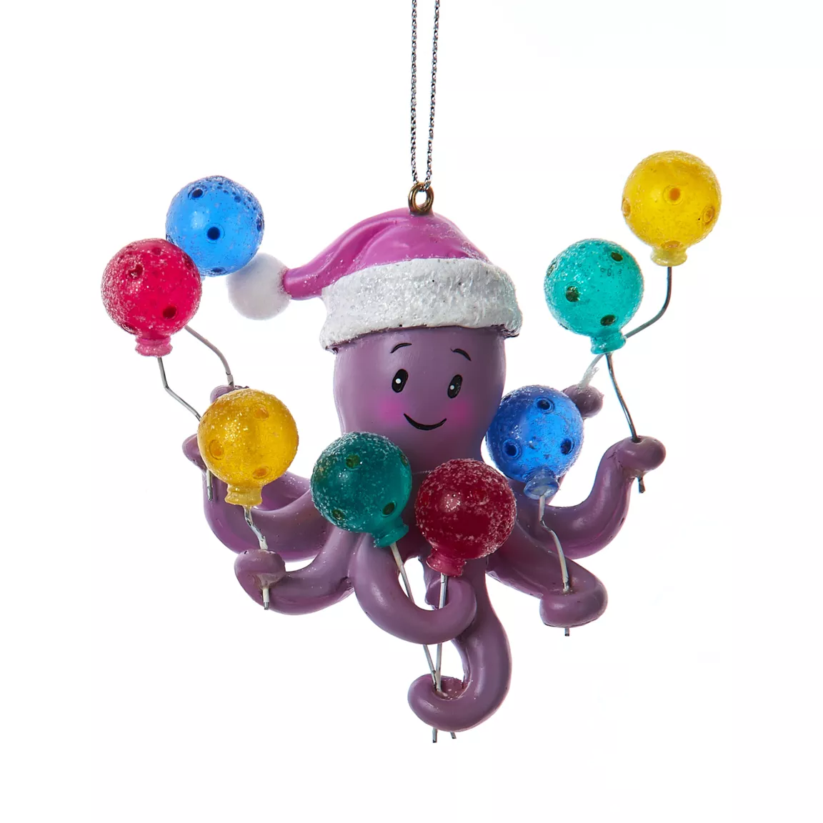 Suspension de Noël (H8 cm) Pieuvre violette et bonbons colorés