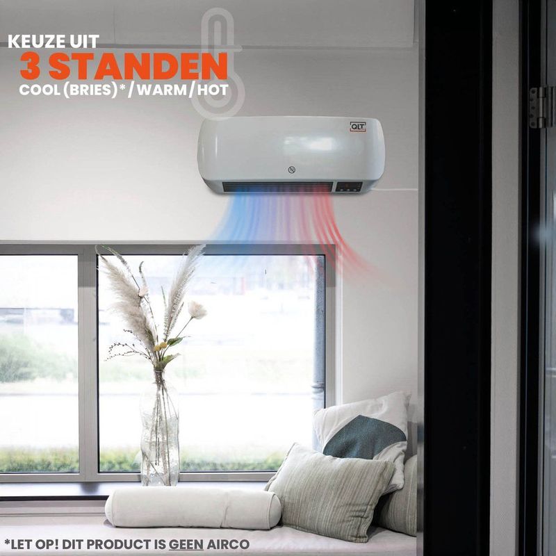 QLT 2-in-1 Keramische Kachel met Wandmontage - Temperatuurregelaar - Wit