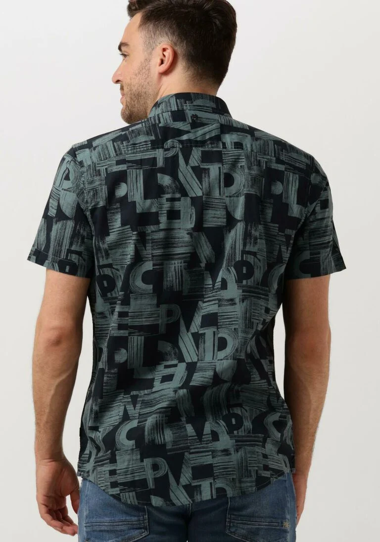 PME LEGEND groene pme legend casual overhemd short sleeve shirt print on ctn slub