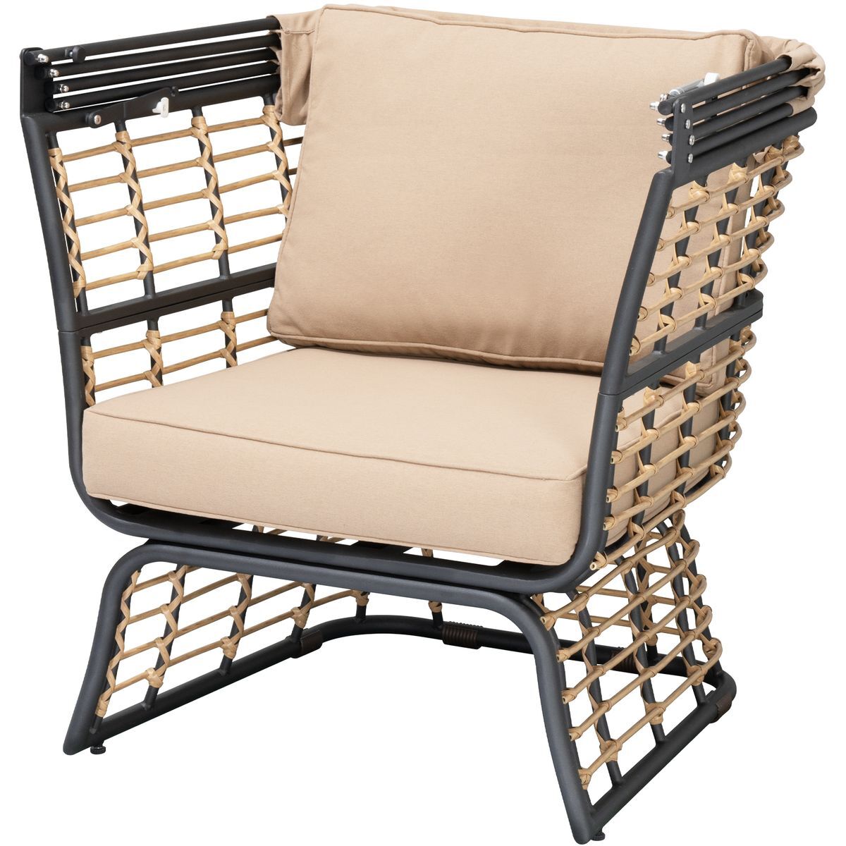 Relaxsessel PAROS - schwarz-beige - mit Sonnendach