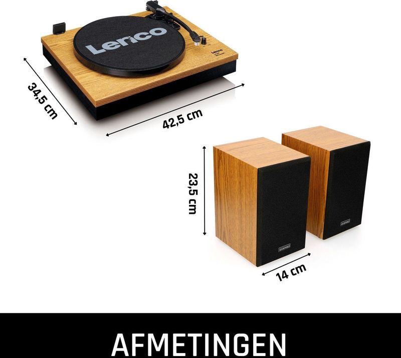 Lenco Platenspeler met Bluetooth - Twee externe Speakers - Auto-stop - LS-300WD - Hout