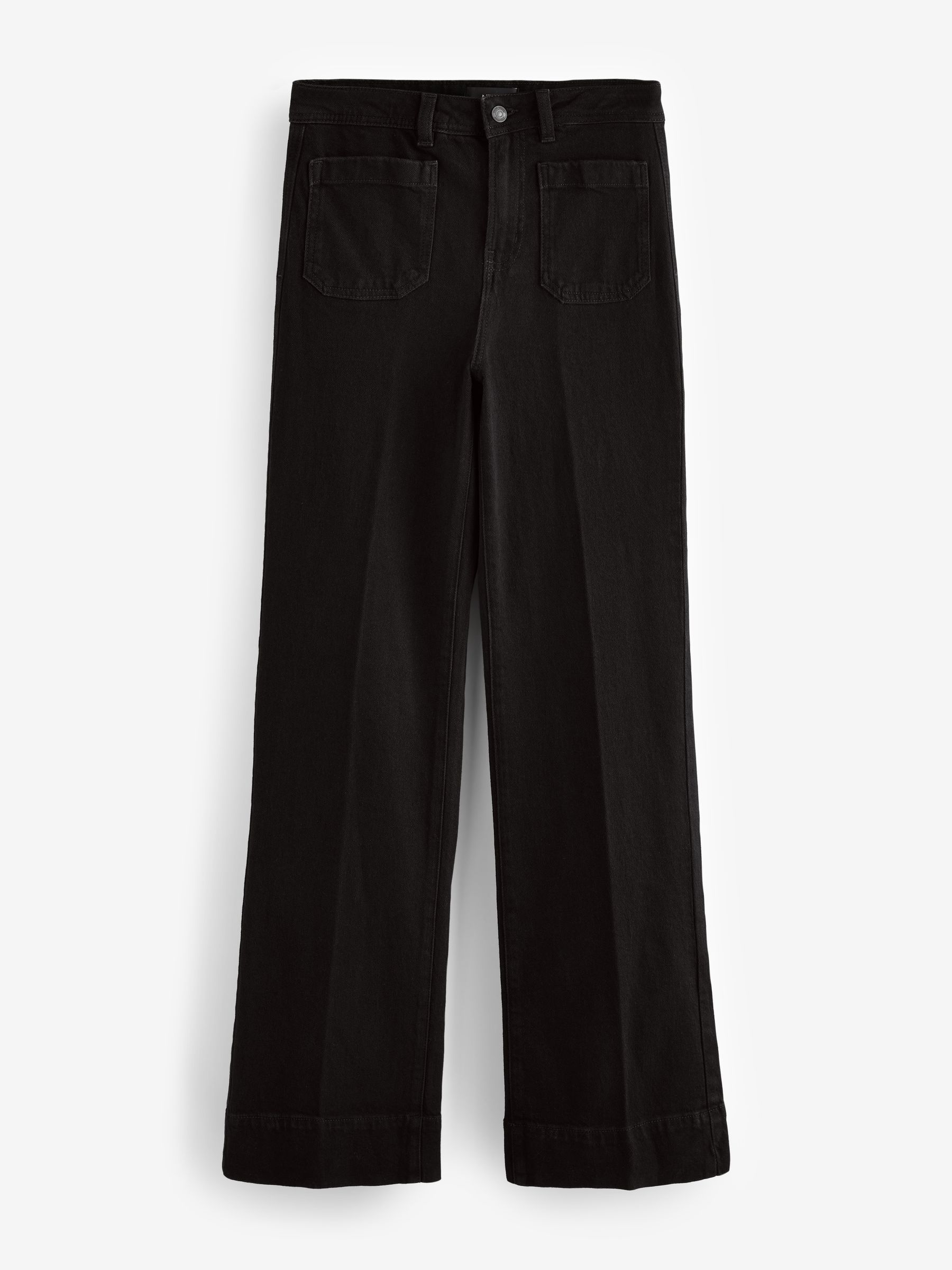 Zwart - Jeans met wijde pijpen en opgestikte zakken