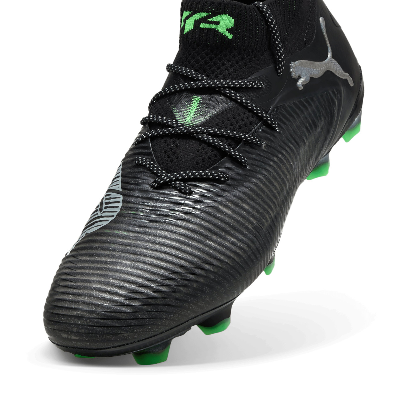 PUMA Future 8 Ultimate Gras Voetbalschoenen (FG) Zwart Grijs Groen