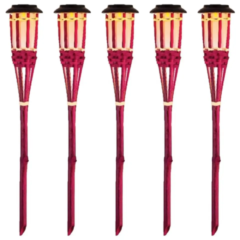 Lumineo Tuinfakkel Bodi - solar - roze - vlameffect - 54 cm