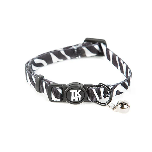 Coleira TK-Pet Safari com sino e estampa de zebra para gatos