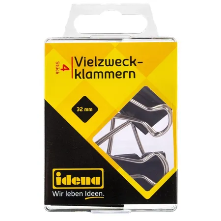 Idena Vielzweckklammern, 4 Stück, 32 mm schwarz
