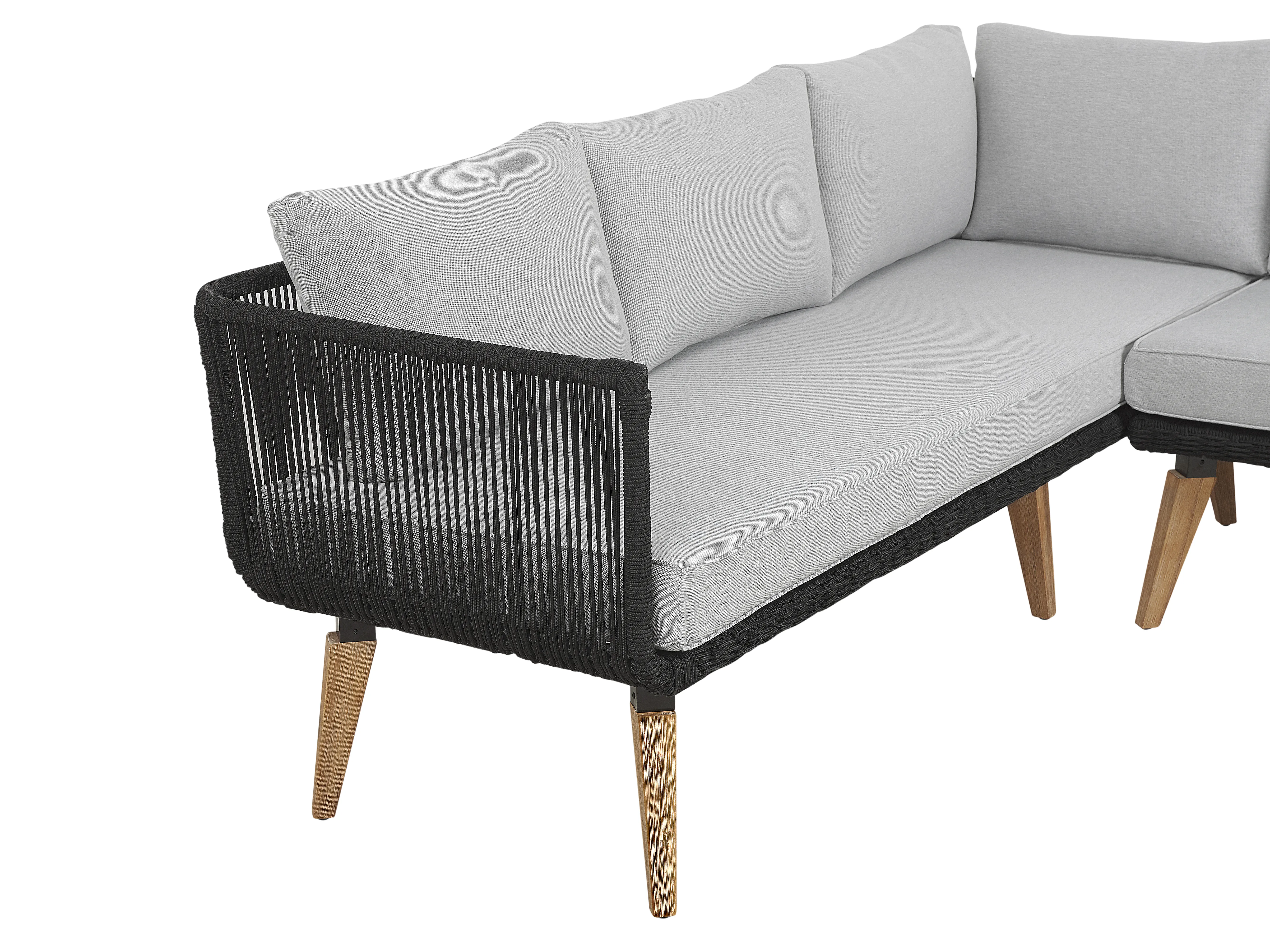 Tuin hoekloungeset met tafel 5-zits ALCAMO linkszijdig Acaciahout Zwart