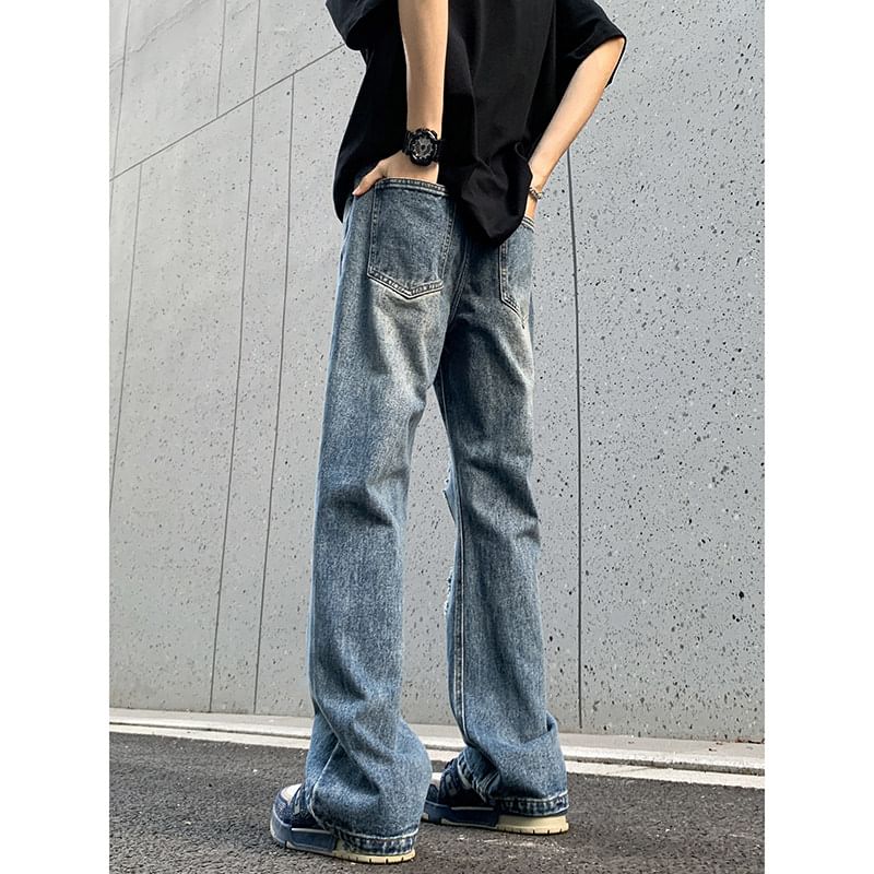 emeisa - Mid Rise Distressed Washed Bootcut Jeans