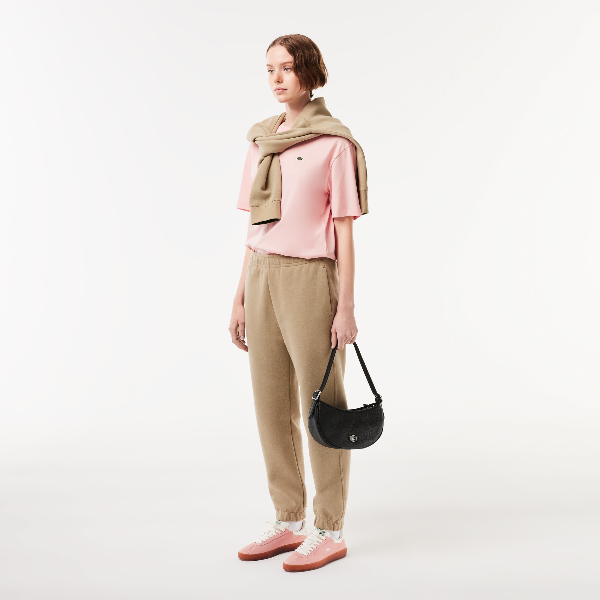 Sac demi-lune femme Lacoste en cuir grainé Sacs à bandoulière - Noir - Lacoste - Femme