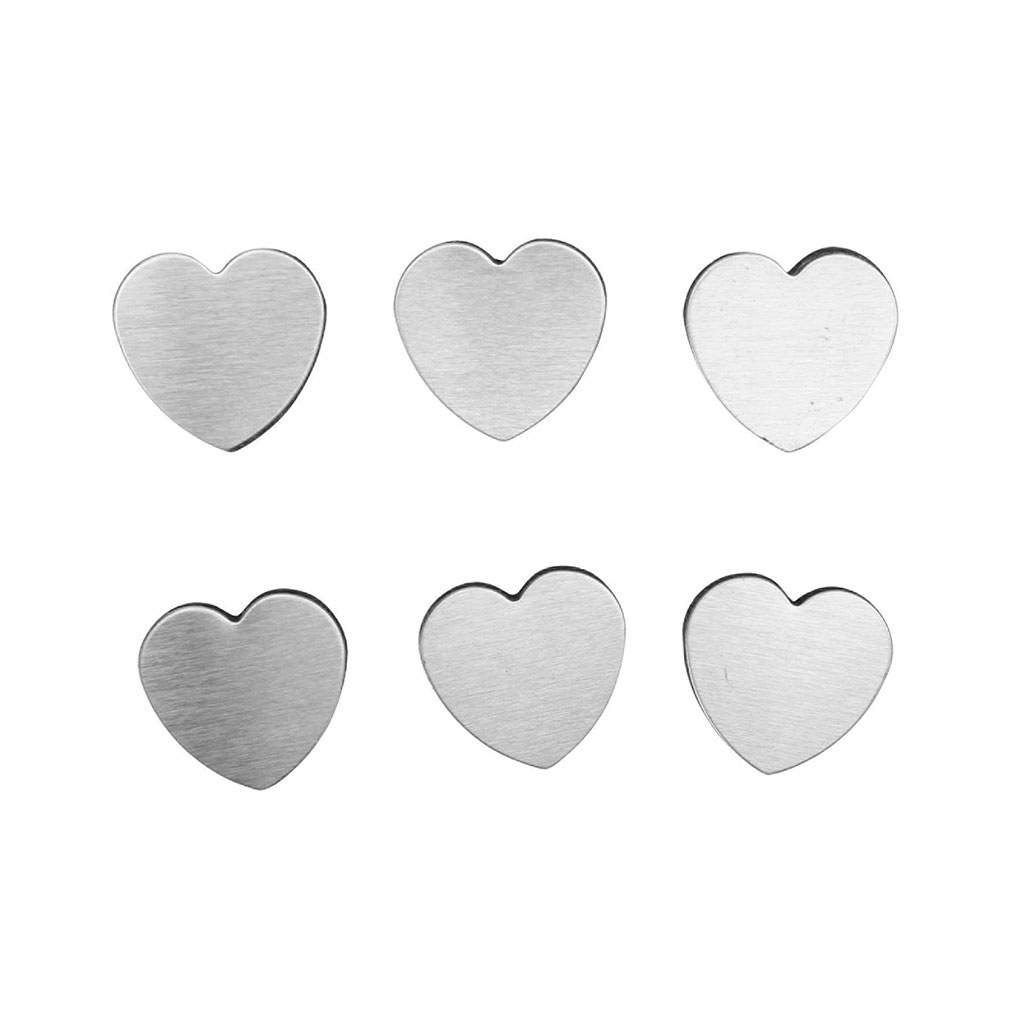 Lot de 6 magnets cœur inox