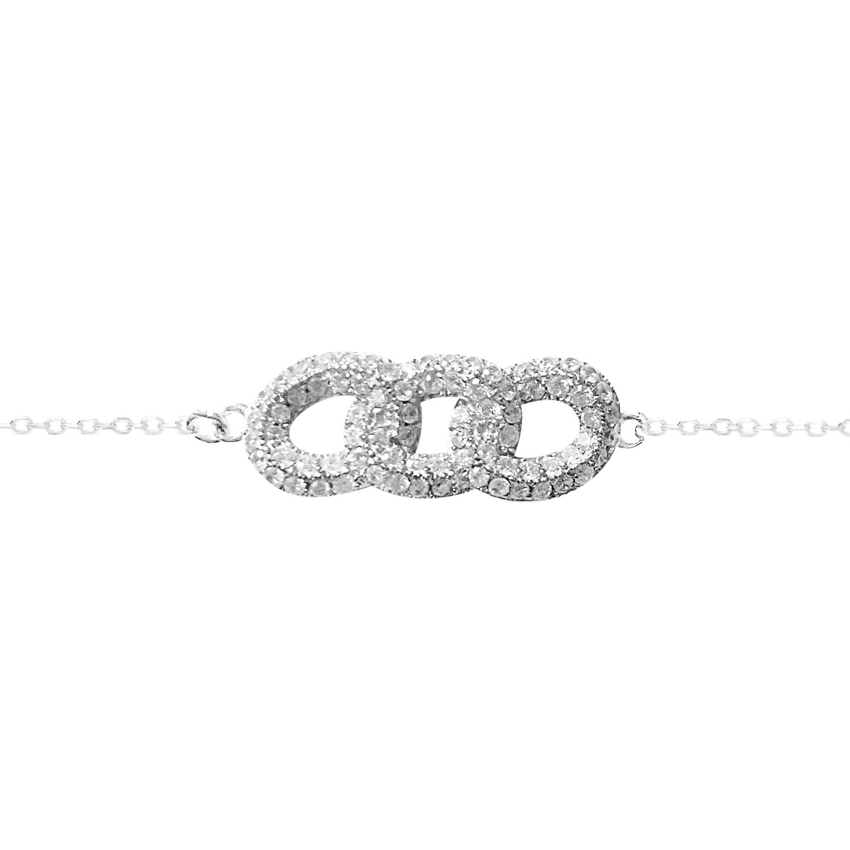 Bracelet en argent 925 rhodié avec oxydes de zirconium