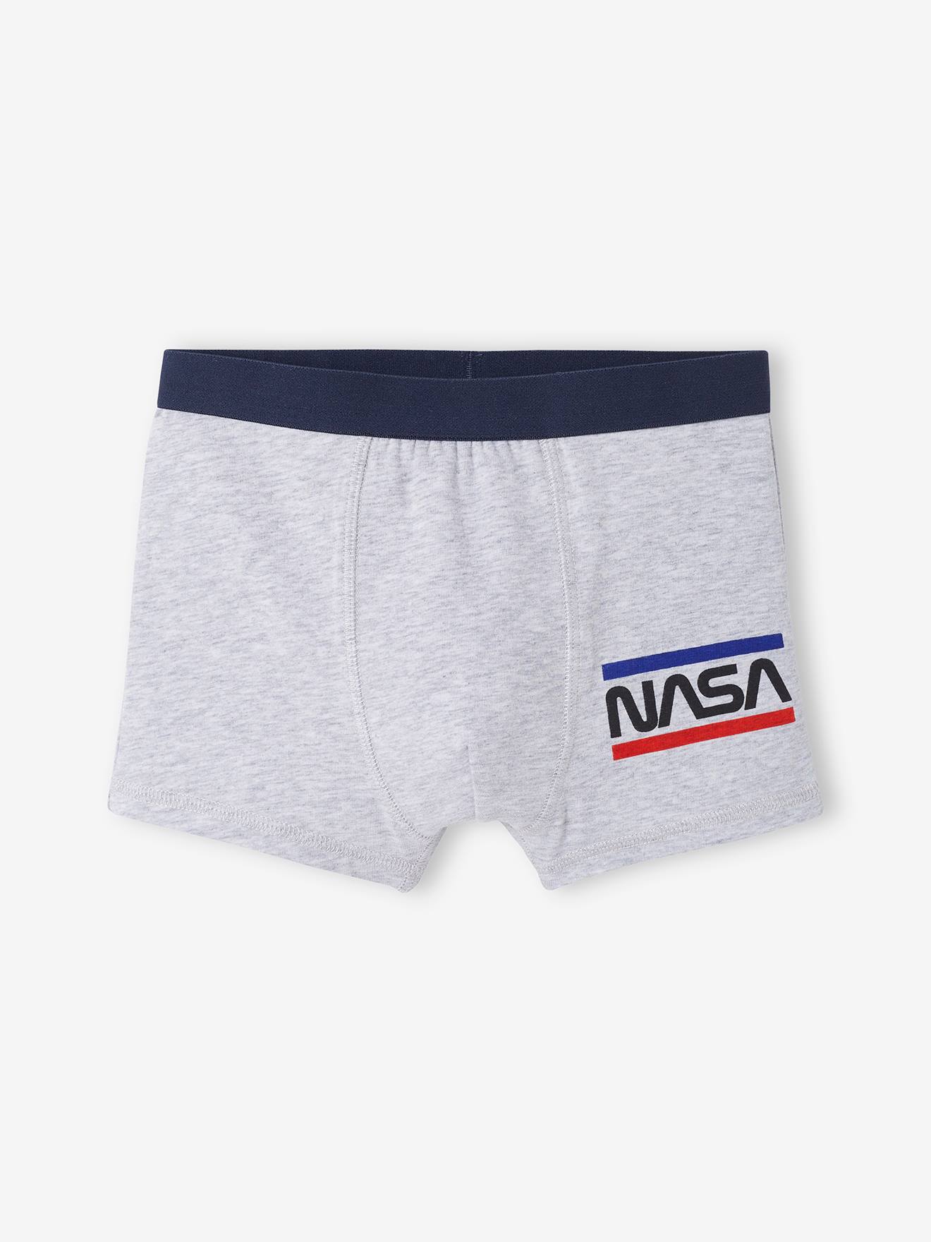 Pacote com 3 cuecas boxer lisas azul-escuras da NASA® com estampas.