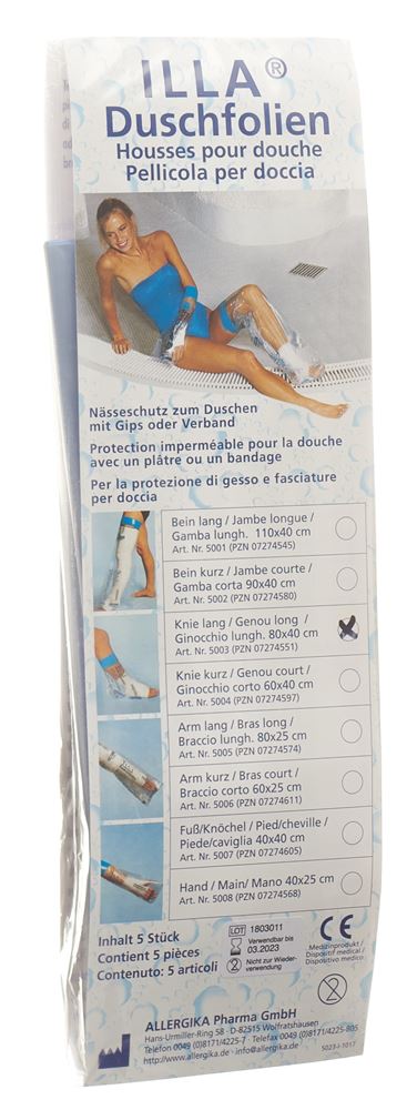 ILLA Dusch Schutzfolie<br>5 Stück, Beutel, 80x40cm, Fuss Knie