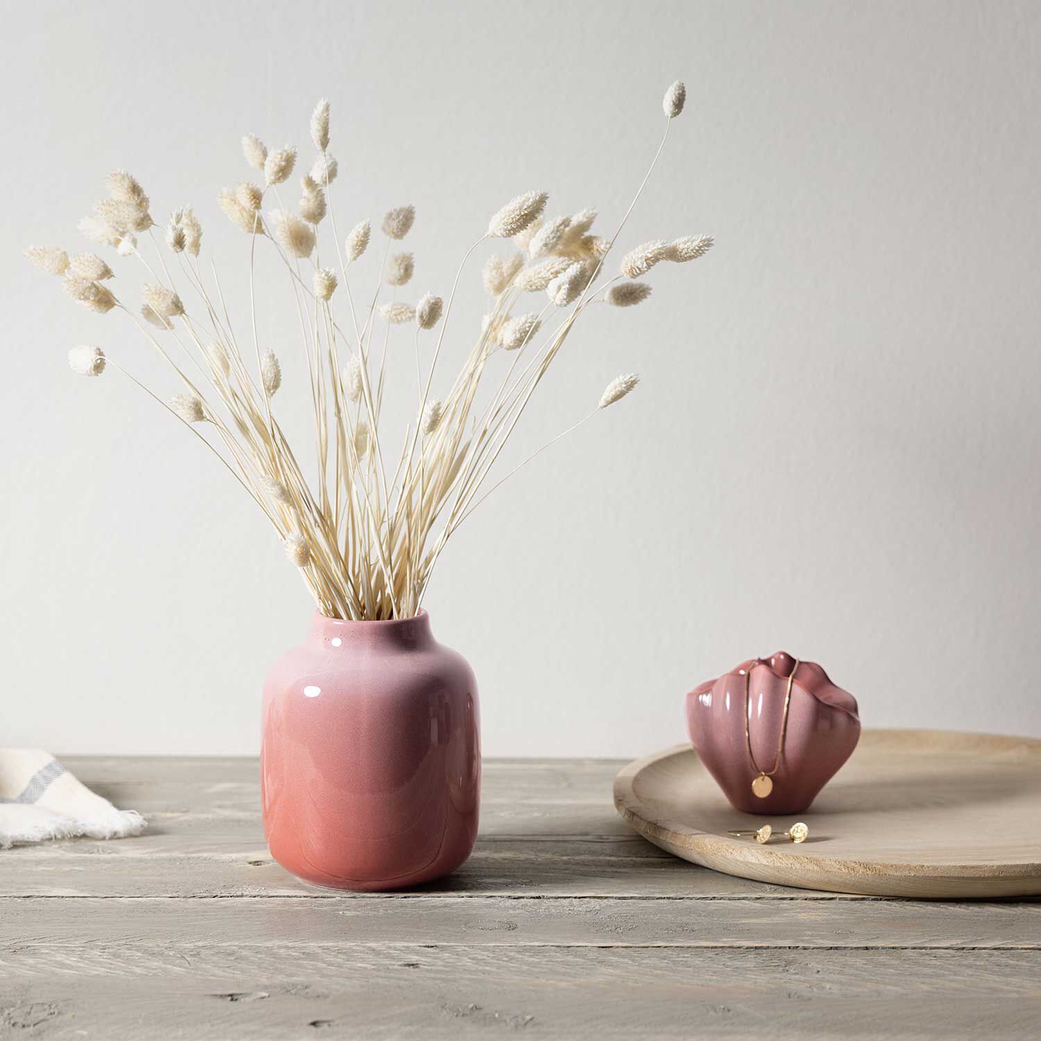 Perlemor Vase Pink, 6.2'' x 8.7'', earthenware