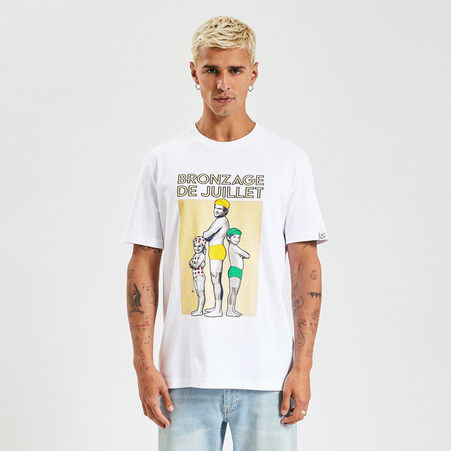 Tee shirt col rond licence Tour de France Blanc