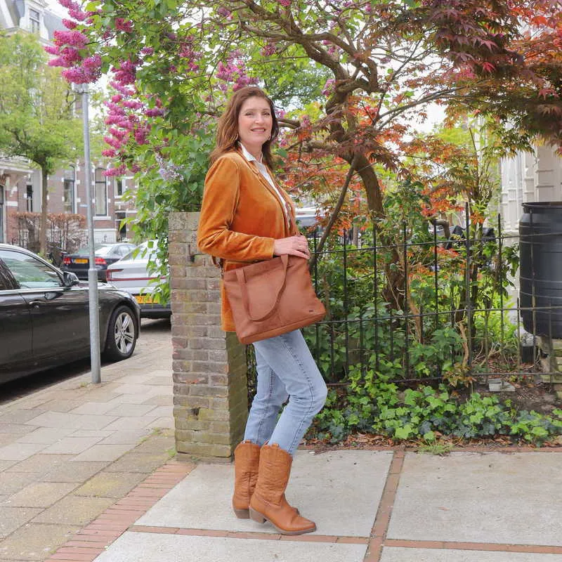 BEAR DESIGN Shopper Cognac Leder