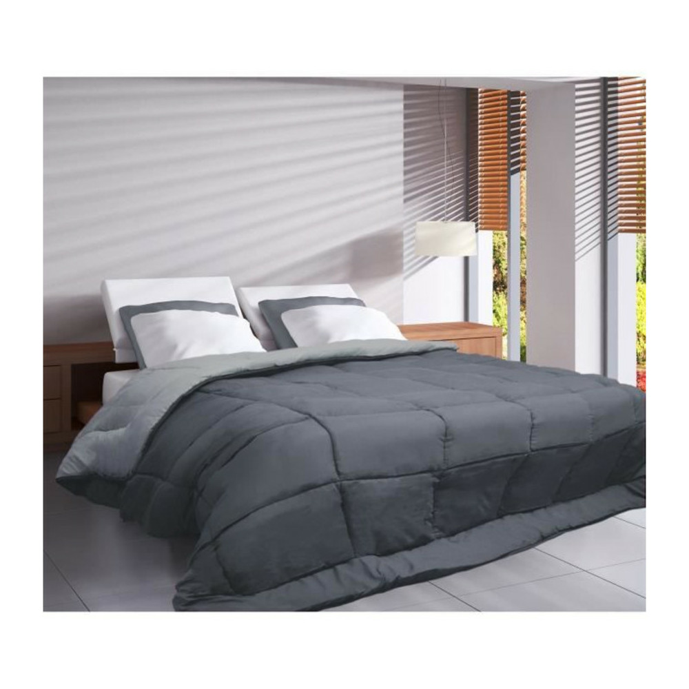 Couette microfibre 400g/m² calgary acier & argent 220x240cm