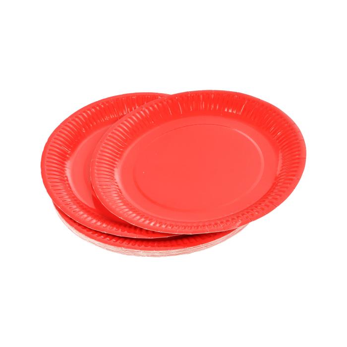 SET 20 ASSIETTES RONDE CARTON D.18CM ROUGE