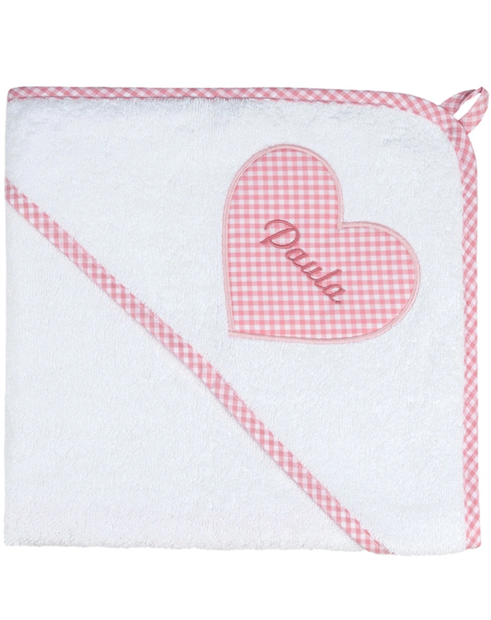 Personalisiertes XL-Kapuzenhandtuch HERZ rosa (Farbe: pink)