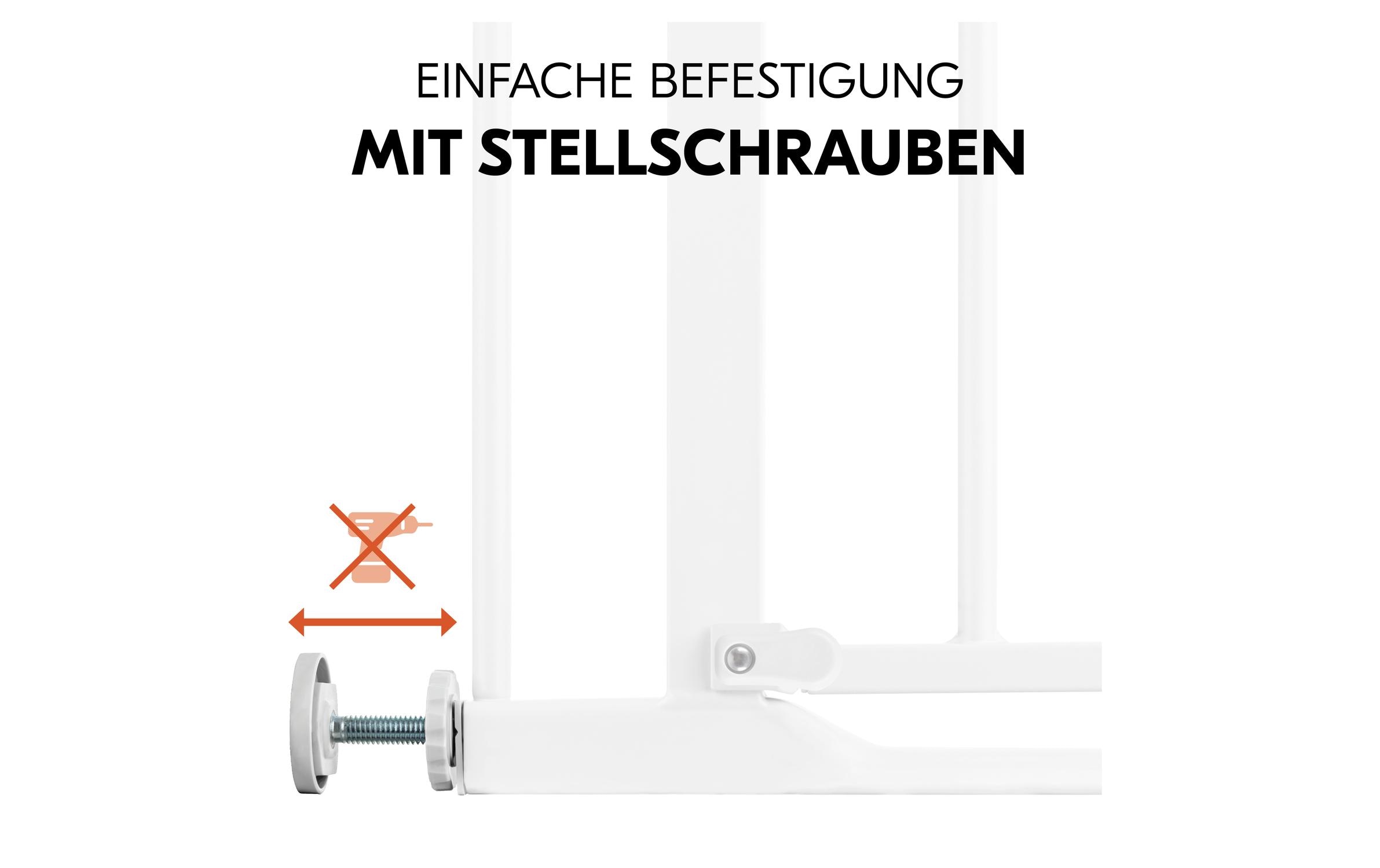 Türschutzgitter Clear Step Autoclose 2 +21 cm WeissBarrierefreies, automatisch schliessendes Tür- und Treppenschutzgitter-Set
