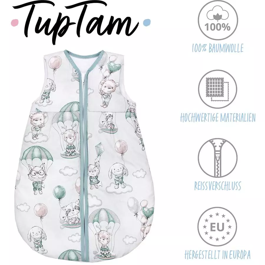 TupTam Baby Ganzjahres Schlafsack Ärmellos Wattiert grüngrau