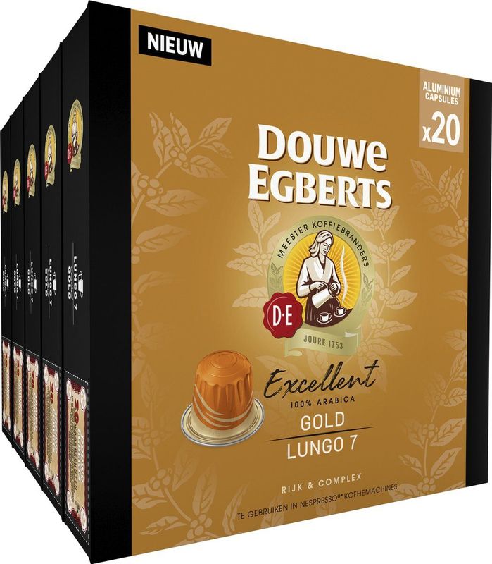 Douwe Egberts - Excellent Gold Lungo - Koffiecups - Intensiteit 5/9 - 10 x 20 capsules