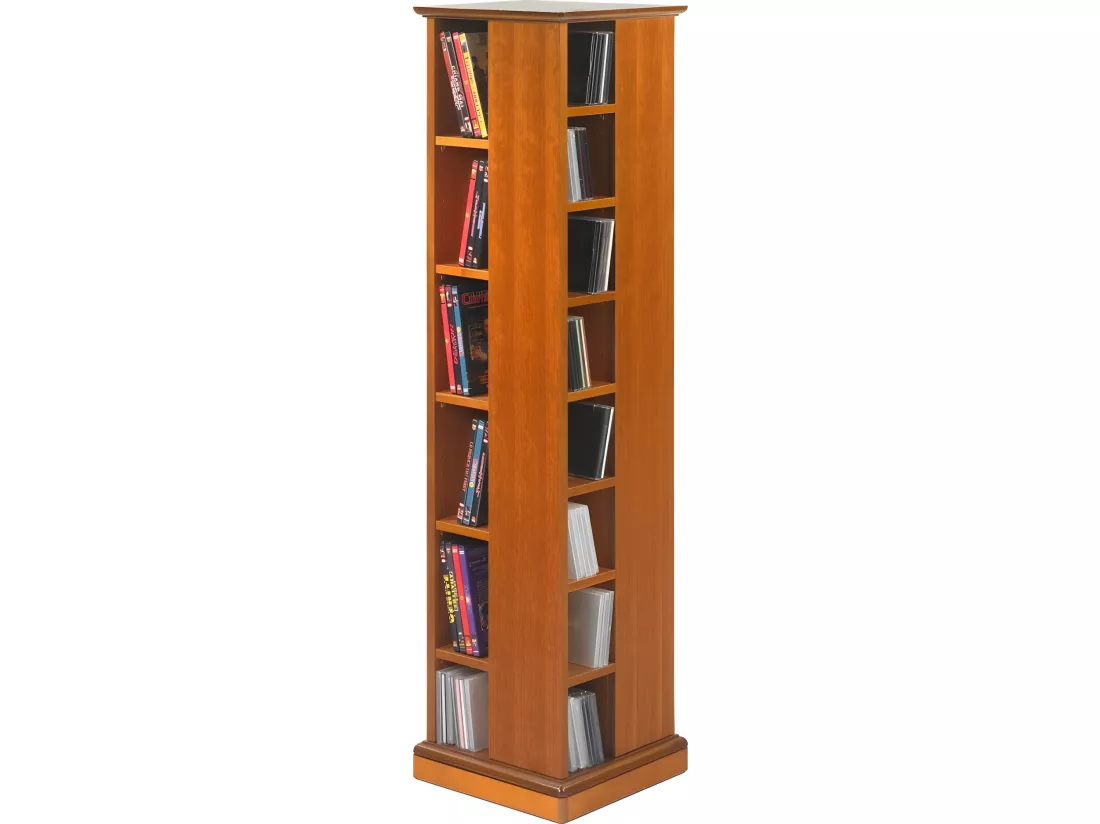 Tour CD DVD Pivotante Merisier 4 Faces 28 Etagères L 35 H 134.5 P 35 cm