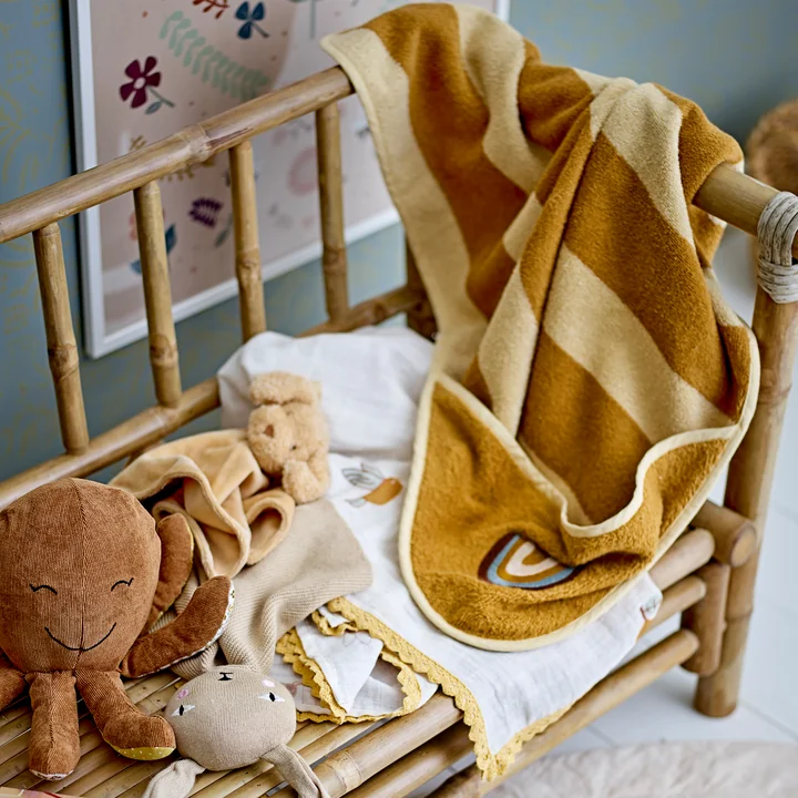 Bloomingville - Mini Agnes Handtuch mit Kaputze, 78 x 78 cm, gelb / braun
