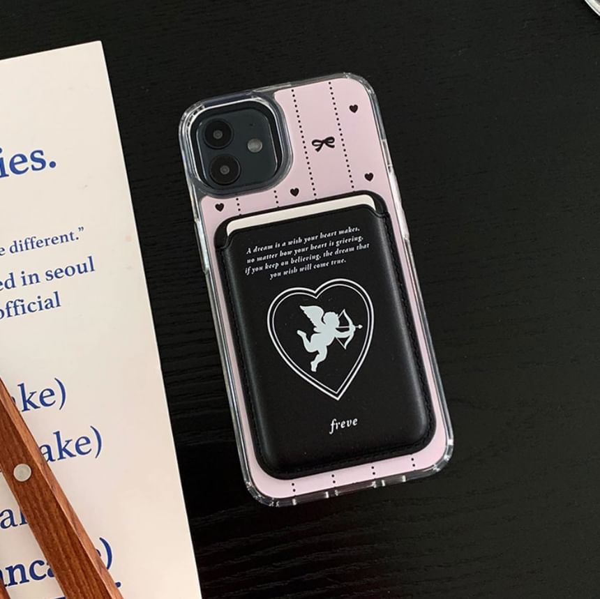Karnemelk - Engel Kunstleren Telefoon Magnetische Kaarthouder