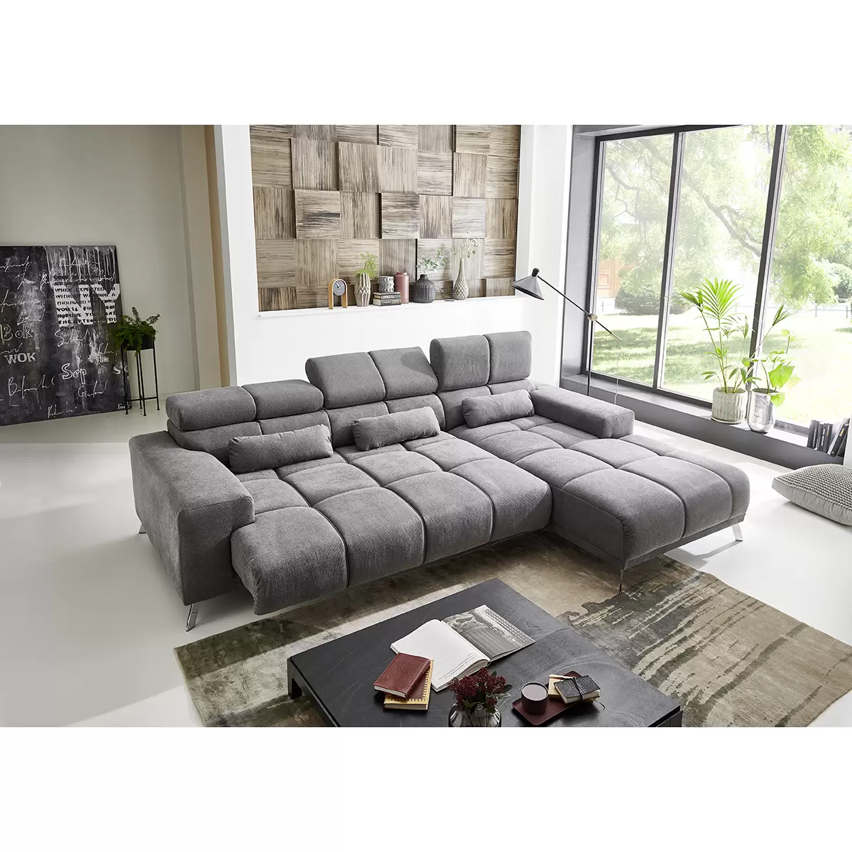 Ecksofa Splügen 105 x 222 Grau