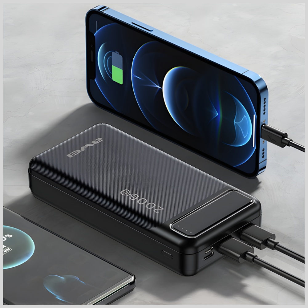 (2.1A) 20000mAh Dual USB A Power Bank Ladegerät   LED Anzeige (P6K) - Schwarz