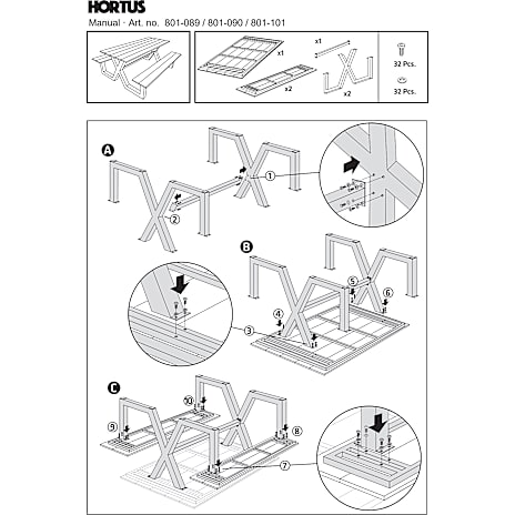 Bord-/bænkesæt X-model teak nonwood