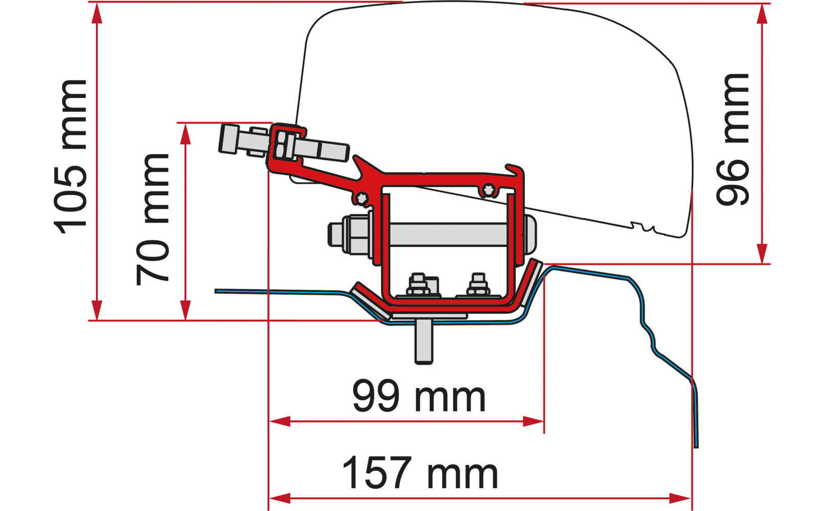 Fiamma Markisenadapter-Kit Renault Trafic L2 - Deep Black - LHD + RHD