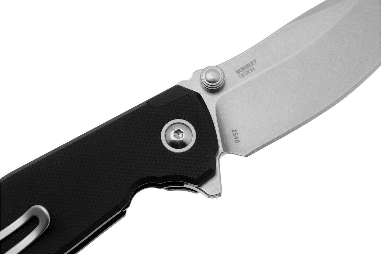 CRKT Ibis 2540 Stonewashed D2, Black G10, zakmes, Lucas Burnley design