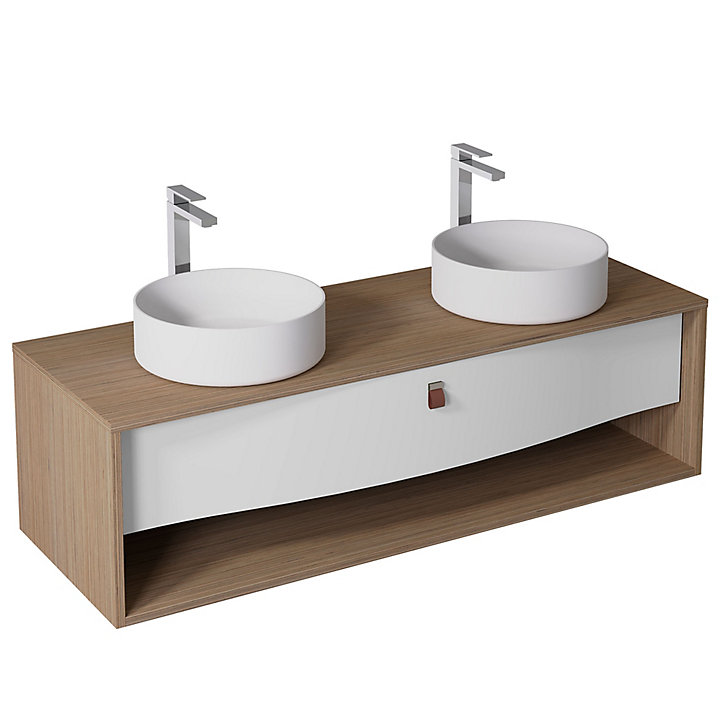 Meuble sous vasque à suspendre Havana blanc mat 1 tiroir 140 cm