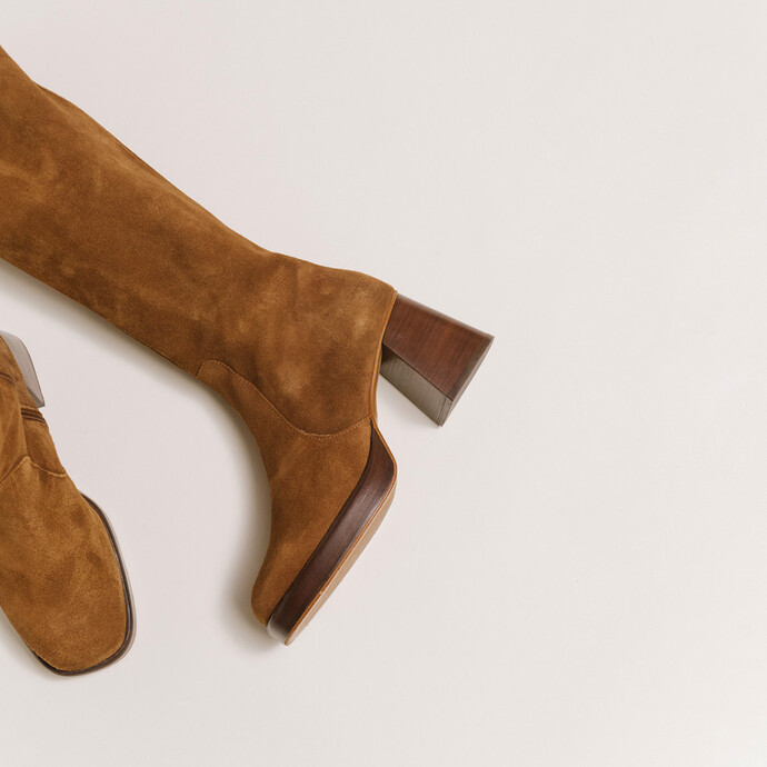 Bottes à plateformes  en croute cognac