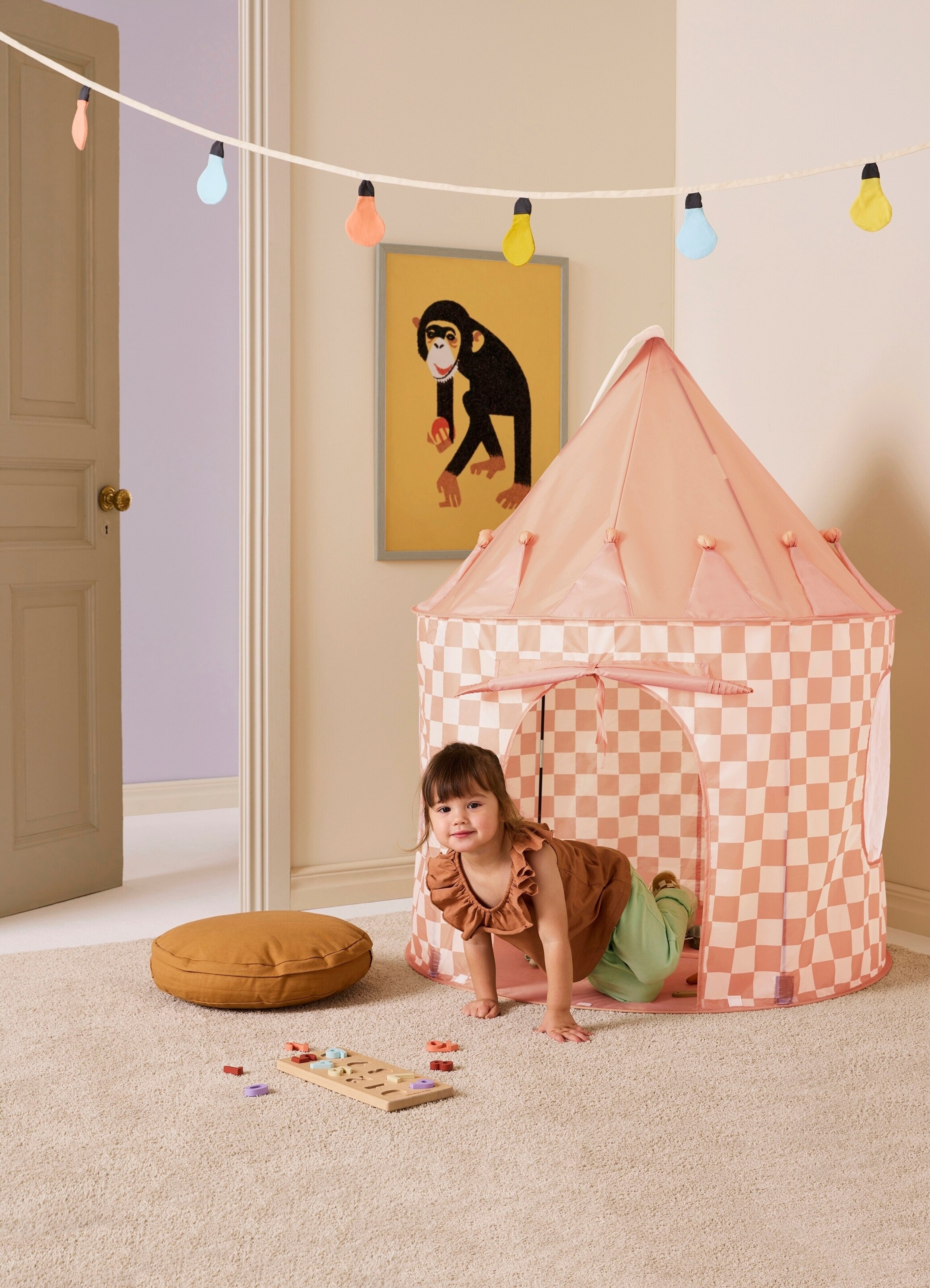 Kids Concept Spielzelt Karo apricot