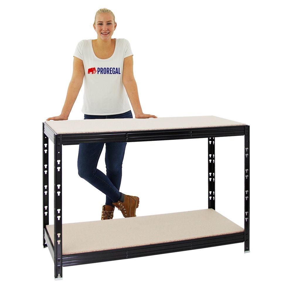 PROREGAL Mega Deal 3x Tiger Werkbank HxBxD 90 x 140 x 60 cm Plankbelasting 300 kg Zwart