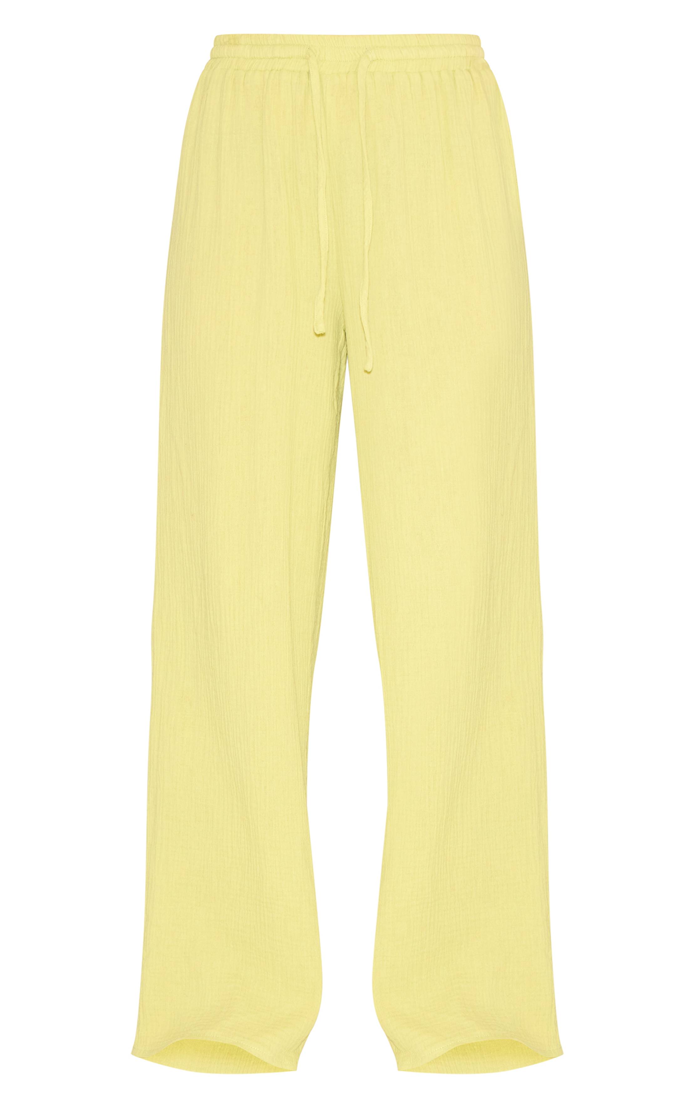 Chartreuse Pantalon Large À Texture Gaze De Coton