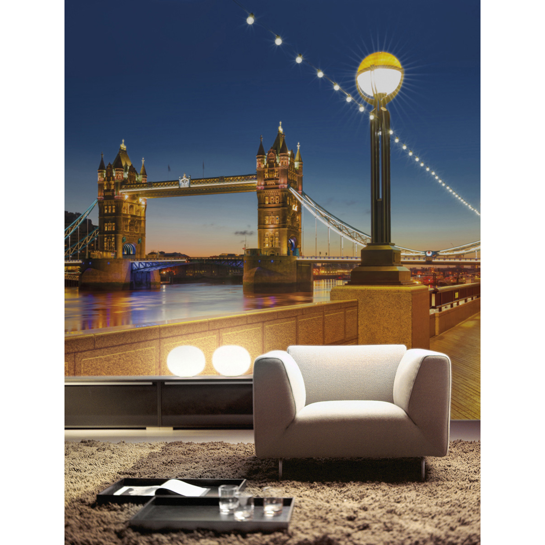 Papier-Fototapete TOWER BRIDGE - bunt - 368x254 cm