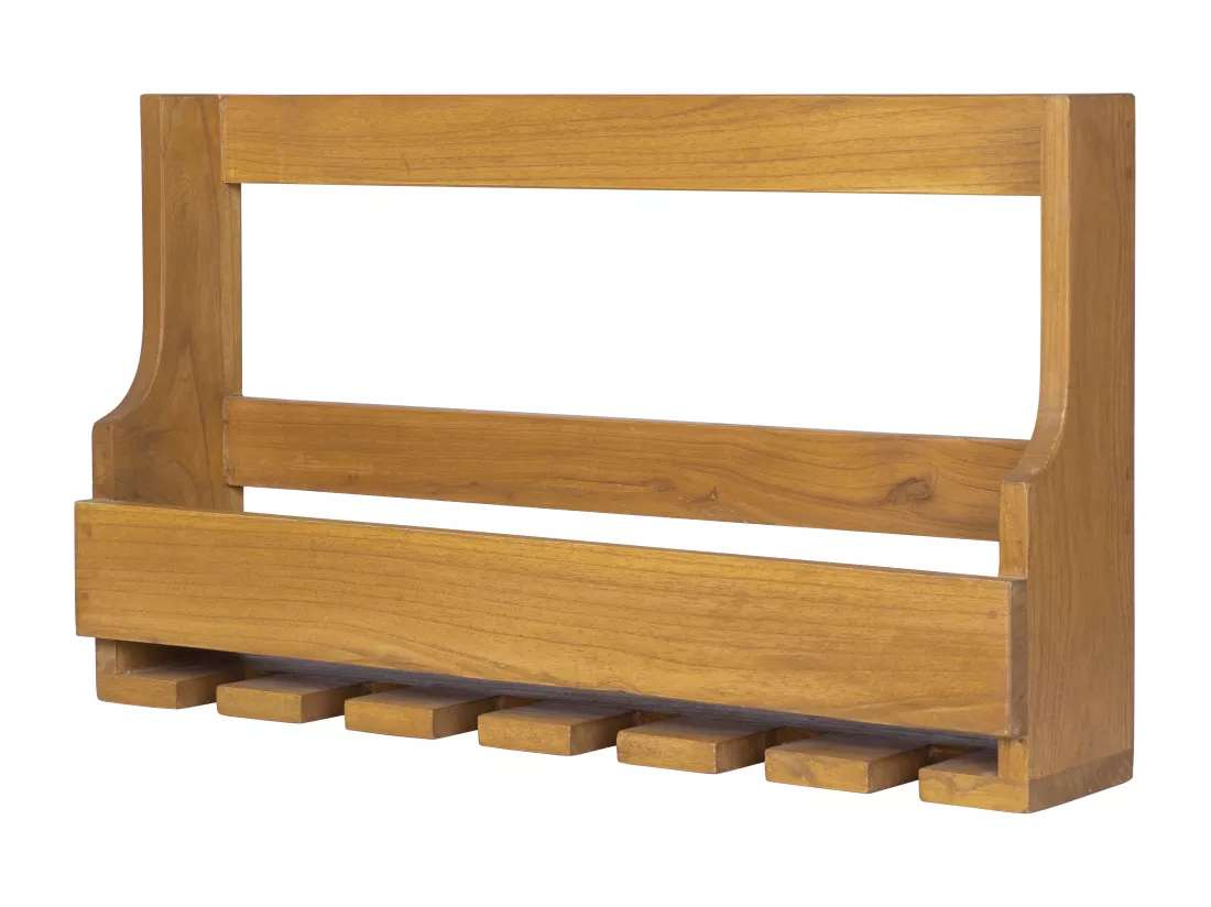 Range bouteilles et verres mural vintage - Bois de Mindi - L. 70 x P. 15 x H. 40 cm - VIDAGO